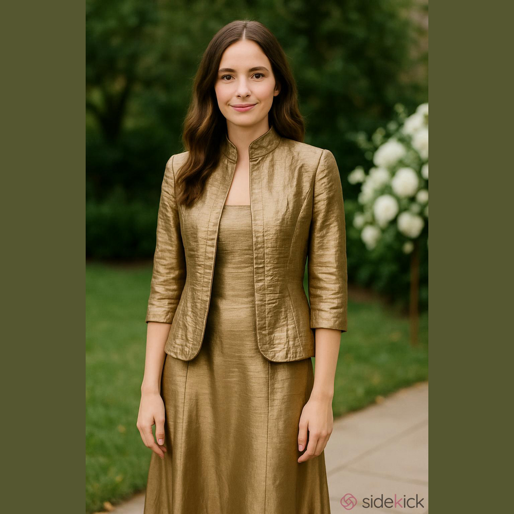 David's Bridal Dress and Jacket Mother of the Bride Groom Dress Bown Bronze - Picture 1 of 14